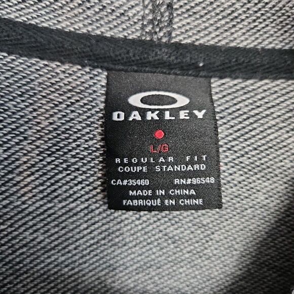 Oakley Sweater Mens Large Hoodie Full Zip Long Sleeve Jacket Gray Pockets Logo - Picture 2 of 10